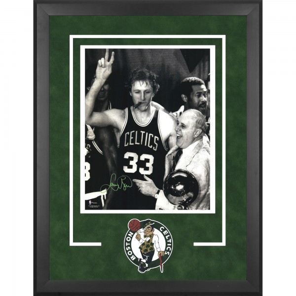 Autographed Boston Celtics Larry Bird Fanatics Authentic Framed 16 x 20 Cigar Celebration Photograph