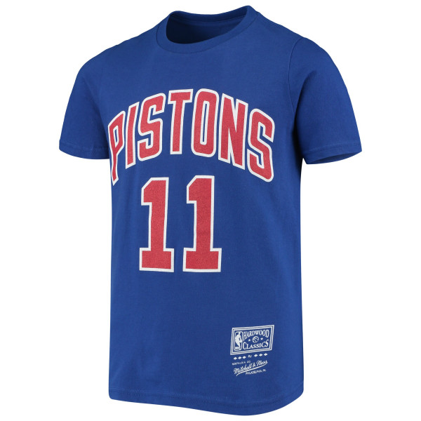 Подростковая Detroit Pistons Isiah Thomas Blue Hardwood Classics Name & Number T-Shirt