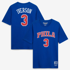 Подростковая Philadelphia 76ers Allen Iverson Royal Hardwood Classics Name & Number T-Shirt