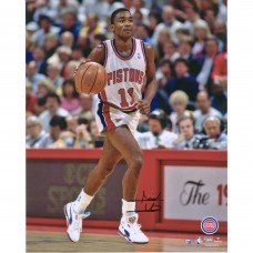Autographed Detroit Pistons Isiah Thomas Fanatics Authentic 16 x 20 Dribbling in White Photograph