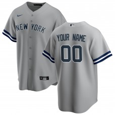 New York Yankees Nike Gray Road Replica Custom Jersey