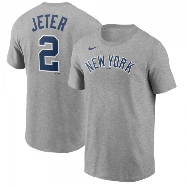 New York Yankees Derek Jeter Nike Gray Name & Number T-Shirt