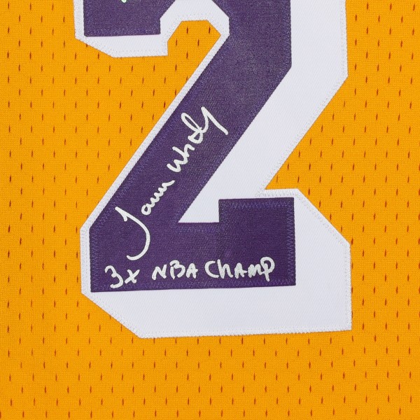 Игровая джерси Autographed Los Angeles Lakers James Worthy Fanatics Authentic Mitchell and Ness Gold 1984-1985 Swingman with 3x NBA Champ Inscription