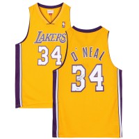 Игровая джерси Autographed Los Angeles Lakers Shaquille ONeal Fanatics Authentic Gold Mitchell and Ness 1999-00 Harwood Classic Swingman