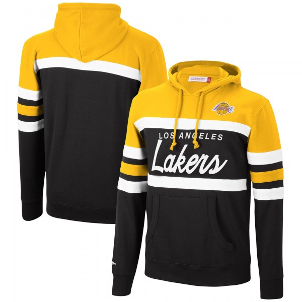 Толстовка с капюшоном Los Angeles Lakers Mitchell & Ness Head Coach - Gold/Black - фирменная одежда NBA