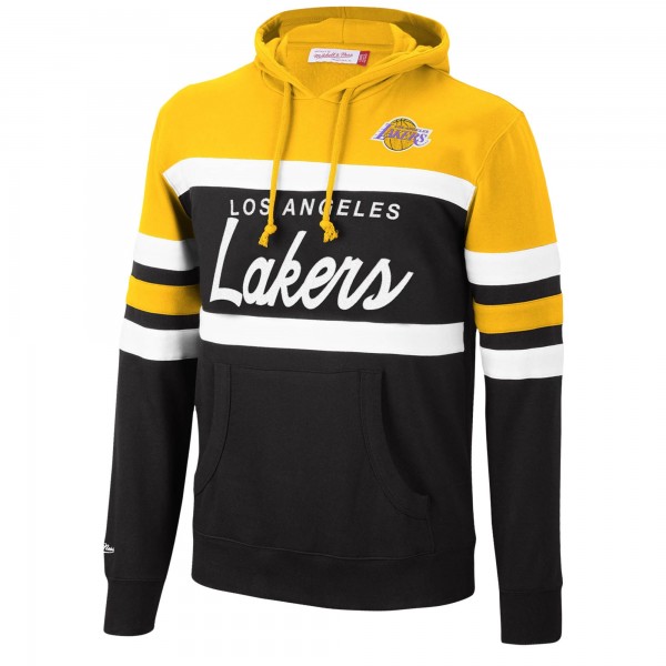 Толстовка с капюшоном Los Angeles Lakers Mitchell & Ness Head Coach - Gold/Black - фирменная одежда NBA