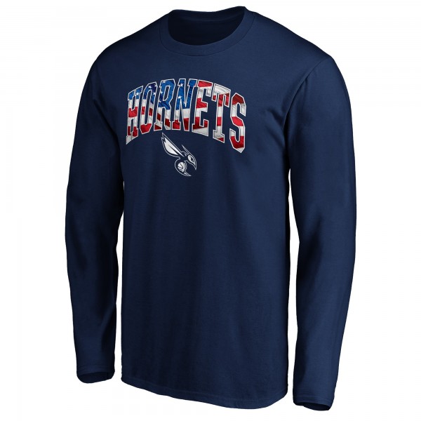 Футболка с длинным рукавом Charlotte Hornets Navy Banner Wave