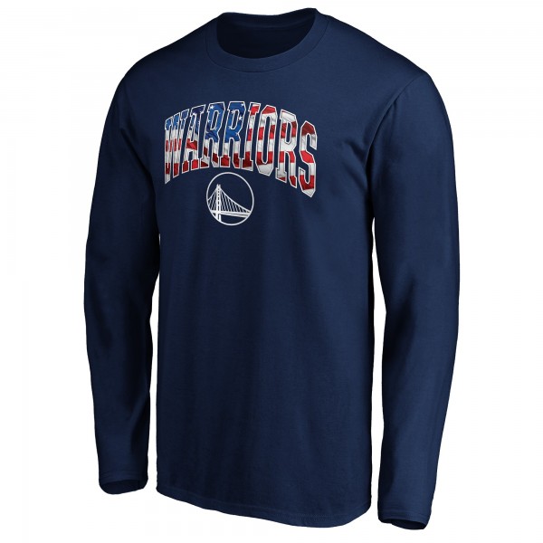 Golden State Warriors Navy Banner Wave Long Sleeve T-Shirt