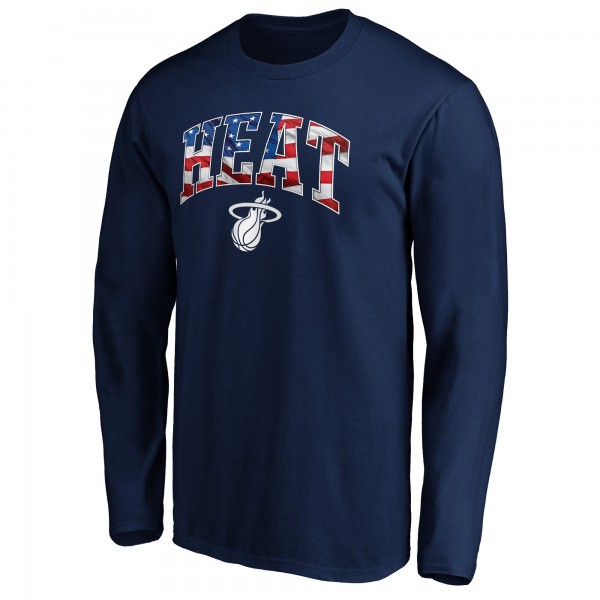 Miami Heat Navy Banner Wave Long Sleeve T-Shirt