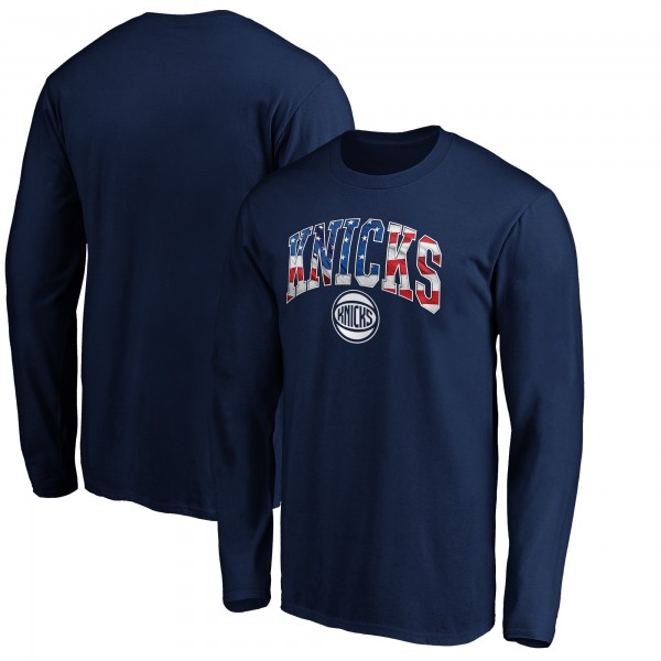Футболка с длинным рукавом New York Knicks Banner Wave - Navy
