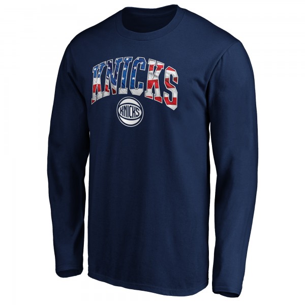 Футболка с длинным рукавом New York Knicks Banner Wave - Navy