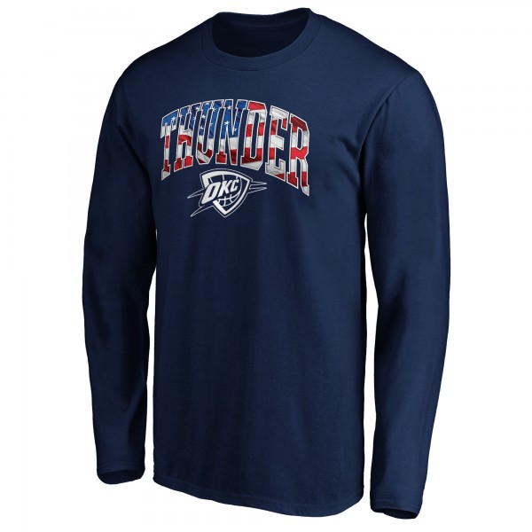 Футболка с длинным рукавом Oklahoma City Thunder Navy Banner Wave