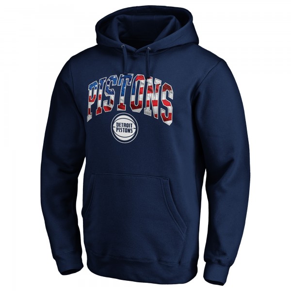 Detroit Pistons Navy Banner Wave Pullover Hoodie