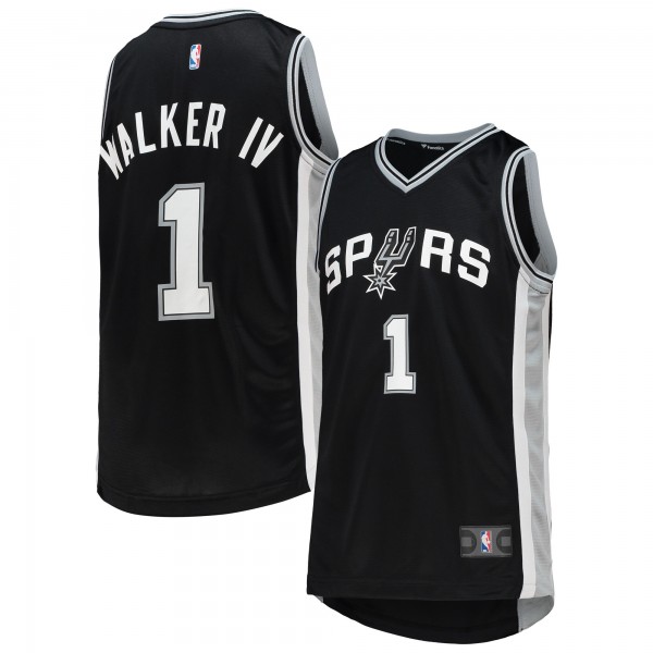 Детская игровая майка Lonnie Walker San Antonio Spurs Alternate Fast Break Replica Team - Statement Edition - Black - баскетбольная джерси NBA
