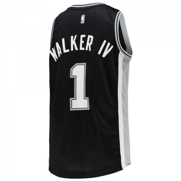 Детская игровая майка Lonnie Walker San Antonio Spurs Alternate Fast Break Replica Team - Statement Edition - Black - баскетбольная джерси NBA