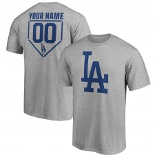 Los Angeles Dodgers Heathered Gray Personalized RBI Logo T-Shirt