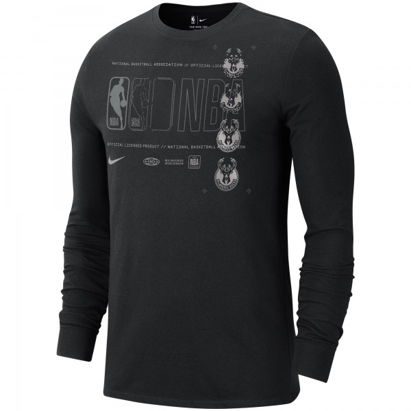 Футболка с длинным рукавом Milwaukee Bucks Nike Courtside Chrome - Black