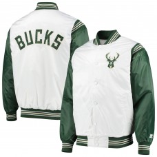Бомбер Milwaukee Bucks Starter Renegade Varsity Satin - White/Hunter Green