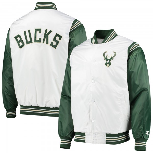 Бомбер Milwaukee Bucks Starter Renegade Varsity Satin - White/Hunter Green