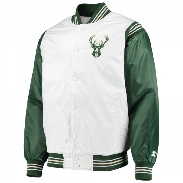 Бомбер Milwaukee Bucks Starter Renegade Varsity Satin - White/Hunter Green