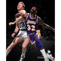 Unsigned Boston Celtics Larry Bird Fanatics Authentic Battling vs. Magic Johnson Photograph