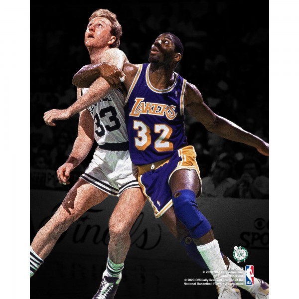 Unsigned Boston Celtics Larry Bird Fanatics Authentic Battling vs. Magic Johnson Photograph