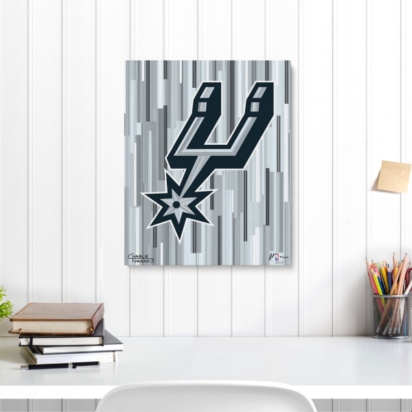 San Antonio Spurs Fanatics Authentic Stretched 16 x 20 Embellished Canvas Giclee Print - Art by Charlie Turano III