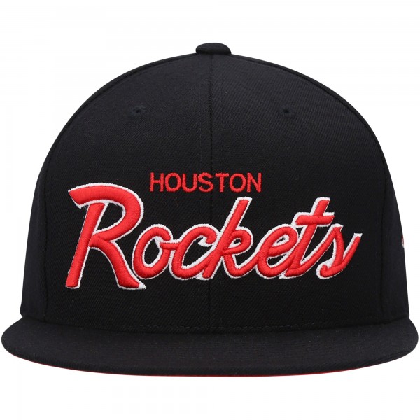 Бейсболка Houston Rockets Mitchell & Ness Foundation Script - Black - официальный мерч NBA