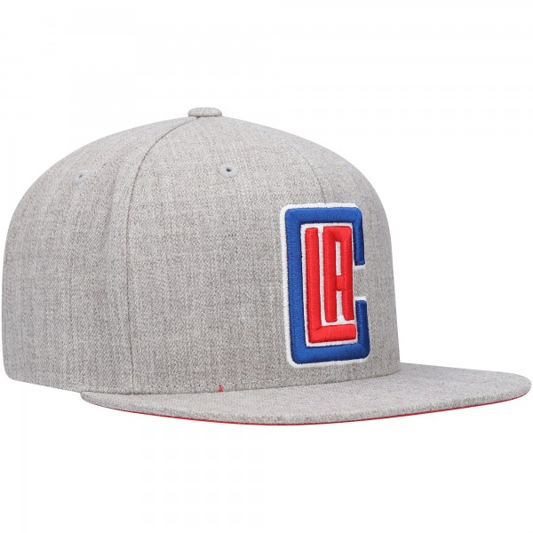 Бейсболка LA Clippers Mitchell & Ness Team Logo Snapback - Heathered Gray