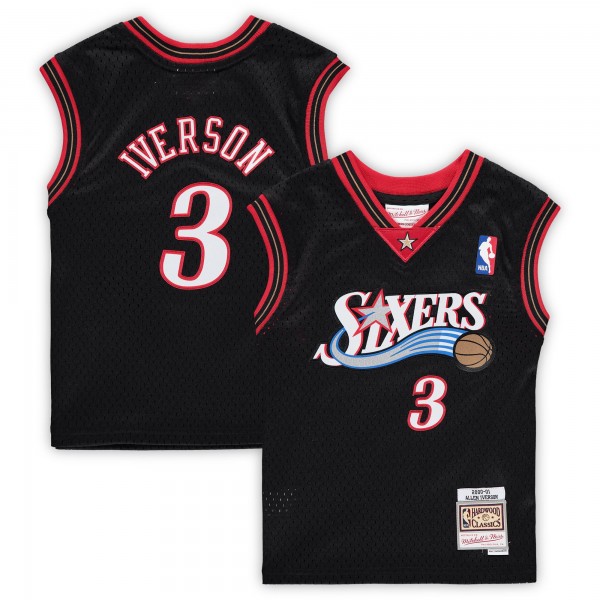 Preschool Philadelphia 76ers Allen Iverson Mitchell & Ness Black 2000-2001 Hardwood Classics Throwback Team Jersey