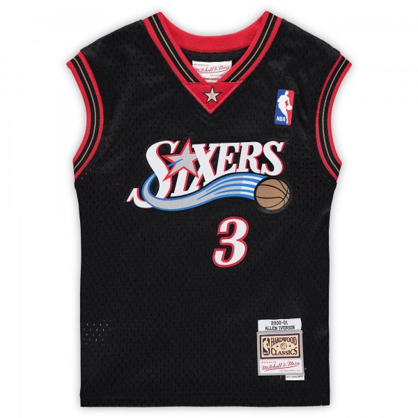 Preschool Philadelphia 76ers Allen Iverson Mitchell & Ness Black 2000-2001 Hardwood Classics Throwback Team Jersey