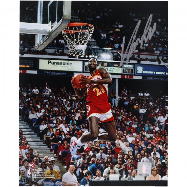 Autographed Atlanta Hawks Dominique Wilkins Fanatics Authentic 8 x 10 1988 Dunk Contest Two Hand Reverse Dunk Photograph