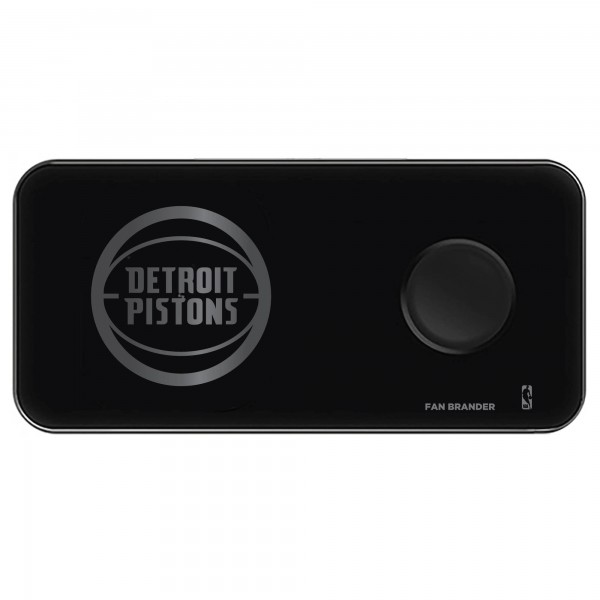 Detroit Pistons 3-in-1 Glass Wireless Charge Pad - Black