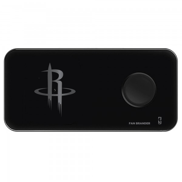 Houston Rockets 3-in-1 Glass Wireless Charge Pad - Black