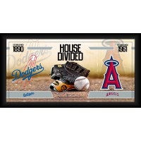 Los Angeles Dodgers vs. Los Angeles Angels Framed 10 x 20 House Divided Baseball Collage