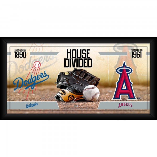 Los Angeles Dodgers vs. Los Angeles Angels Framed 10 x 20 House Divided Baseball Collage