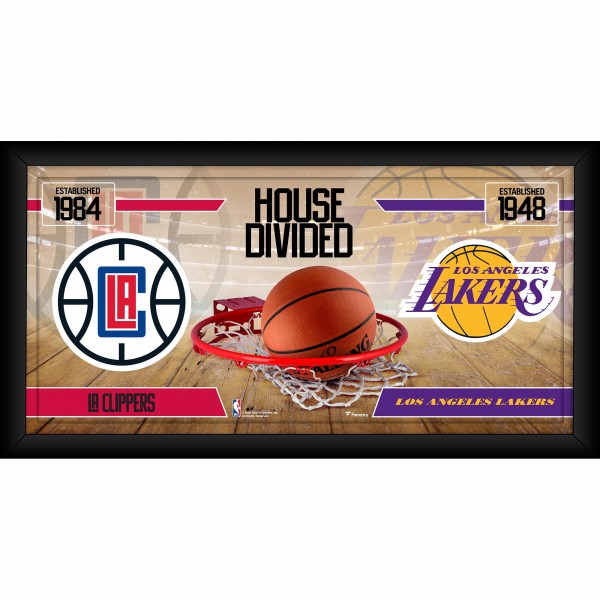 LA Clippers vs. Los Angeles Lakers Fanatics Authentic Framed 10 x 20 House Divided Collage