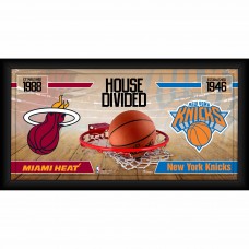 Miami Heat vs. New York Knicks Fanatics Authentic Framed 10 x 20 House Divided Collage