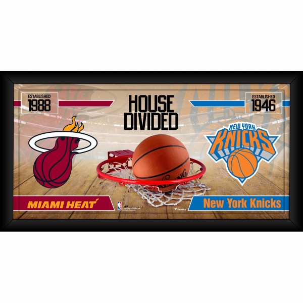 Miami Heat vs. New York Knicks Fanatics Authentic Framed 10 x 20 House Divided Collage