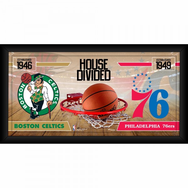 Boston Celtics vs. Philadelphia 76ers Fanatics Authentic Framed 10 x 20 House Divided Collage