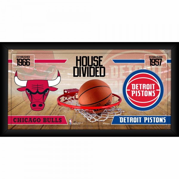 Chicago Bulls vs. Detroit Pistons Fanatics Authentic Framed 10 x 20 House Divided Collage