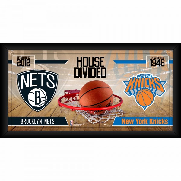 Brooklyn Nets vs. New York Knicks Fanatics Authentic Framed 10 x 20 House Divided Collage