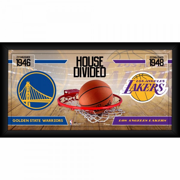 Golden State Warriors vs. Los Angeles Lakers Fanatics Authentic Framed 10 x 20 House Divided Collage