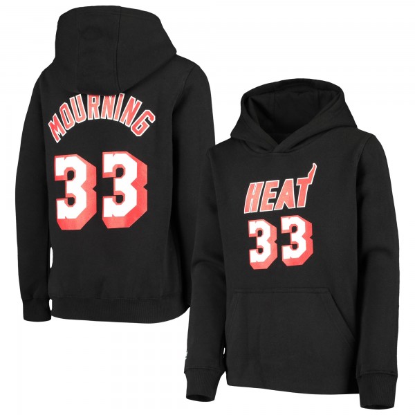 Именная толстовка Alonzo Mourning Miami Heat Mitchell & Ness Youth Hardwood Classics - Black