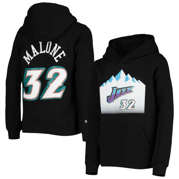 Именная толстовка Karl Malone Utah Jazz Mitchell & Ness Youth Hardwood Classics - Black