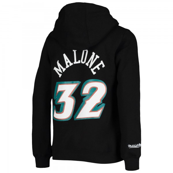 Именная толстовка Karl Malone Utah Jazz Mitchell & Ness Youth Hardwood Classics - Black
