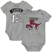 Малышам Toronto Raptors Vince Carter Mitchell & Ness Heathered Gray Hardwood Classics Name & Number Bodysuit