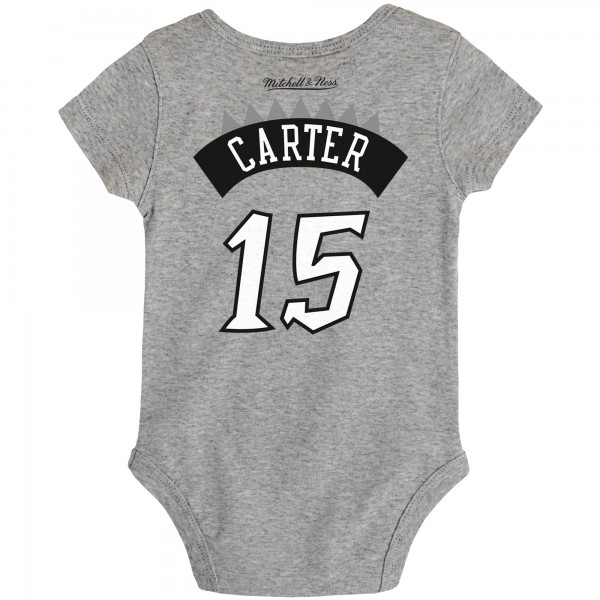 Малышам Toronto Raptors Vince Carter Mitchell & Ness Heathered Gray Hardwood Classics Name & Number Bodysuit
