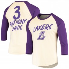 Футболка с рукавом 3/4 Anthony Davis Los Angeles Lakers Raglan - Cream/Purple