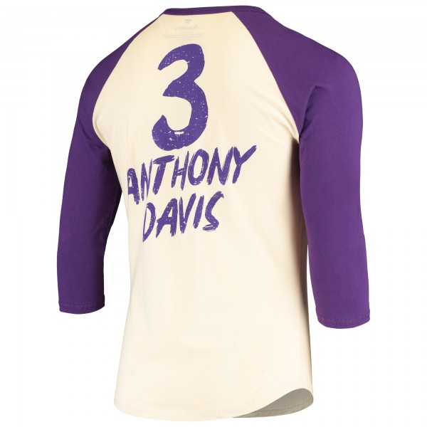 Футболка с рукавом 3/4 Anthony Davis Los Angeles Lakers Raglan - Cream/Purple